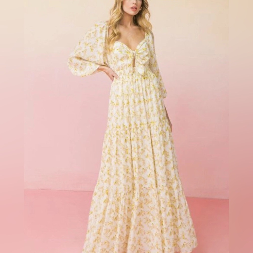 Flying Tomato Cream Long Sleeve Sundress with Sweetheart Neckline